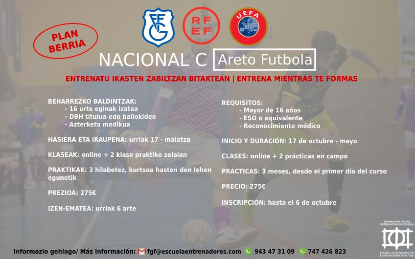 Nuevo curso NACIONAL C de Fútbol Sala